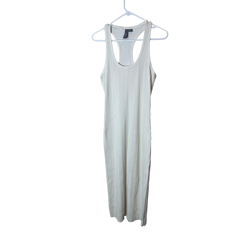 Sweaty Betty Dress Womens Medium White Ribbed‎ Racerback Tank Maxi Knit Casual